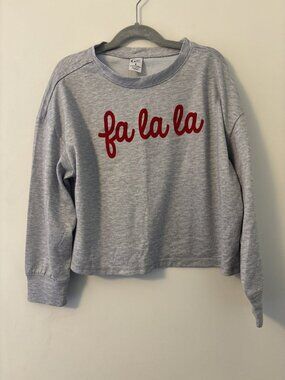 Sugar & Jade Girls Gray Fa La La Pajama Sweatshirt Top, M (10)